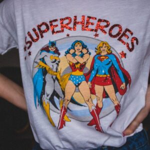 Person Wearing Superheroes Printed T-shirt